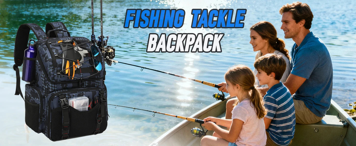 45L Heavy Duty Fishing Backpack Cooler – Waterproof Tackle Storage Bag with Rod Holders & Rain Cover