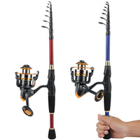 Sougayilang Telescopic Fishing Combo 1.8m 2.1m 2.4m Carbon Fiber Rod and 5.5:1 13+1BB Spinning Fishing Reel Fishing Kit Pesca