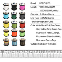 Hercules 12 Strands Braided Fishing Line – 300M-1000M, 10-200LB