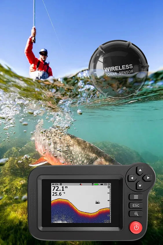PUPOPAN Smart Fish Finder - Portable Fish Finder and Depth Finder For Recreational Fishing From Dock, Shore Or Bank Find fish