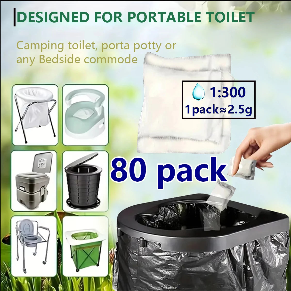 Eco-Friendly Poo Powder Gel for Camping Toilet Waste Disposal