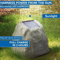 Portable Solar-Powered Bluetooth Rock Speakers Pair with Multi-Link, Weather-Resistant Design for Outdoor Entertainment,