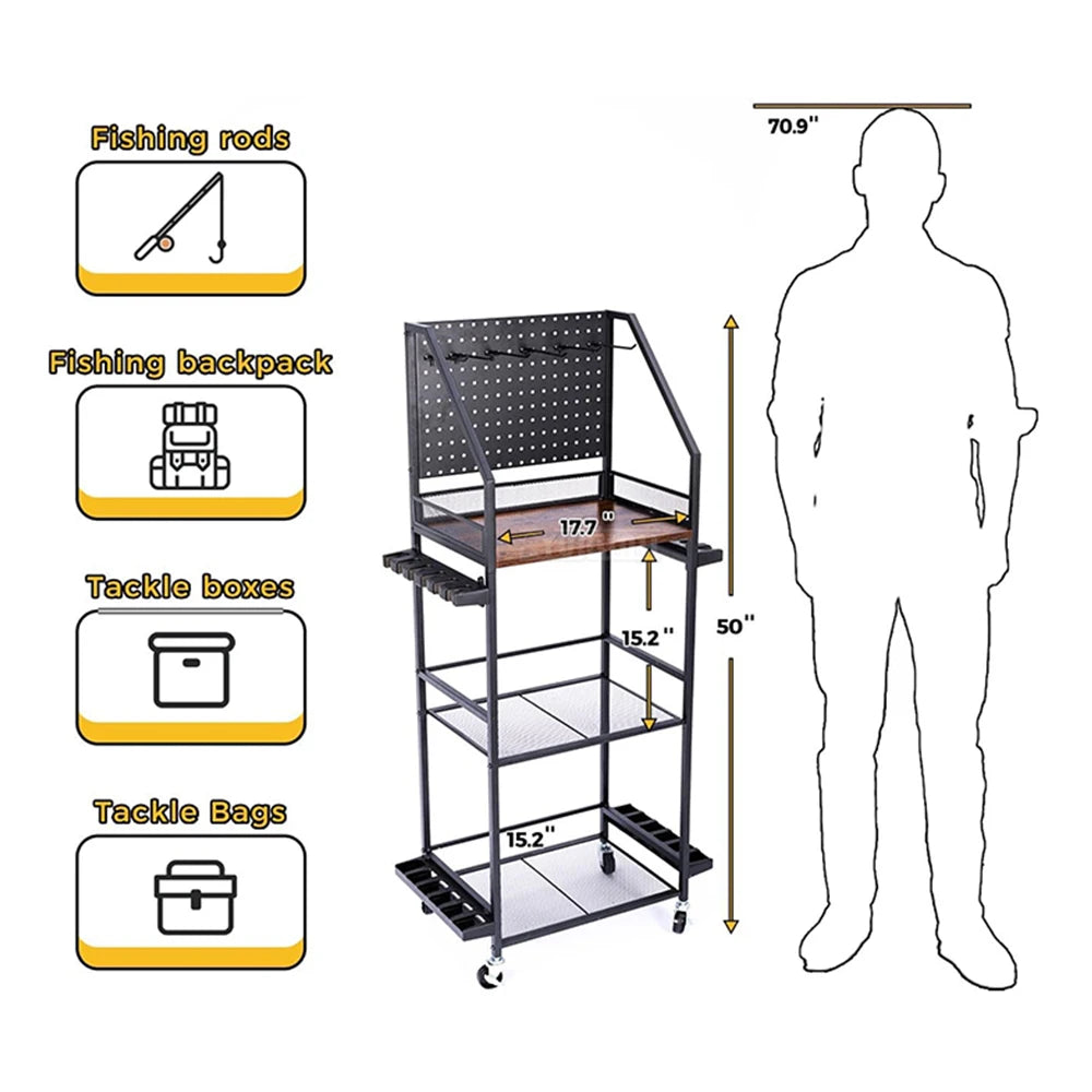 Fishing Rod Bracket, Fishing Equipment Holder , Fishing Cart Fishing Rod Tackle Box Reel Storage Rack
