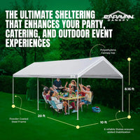10x20 Heavy Duty Powder Coated Steel Frame Pop Up Carport 6 Stakes for Outdoor Events, Customized