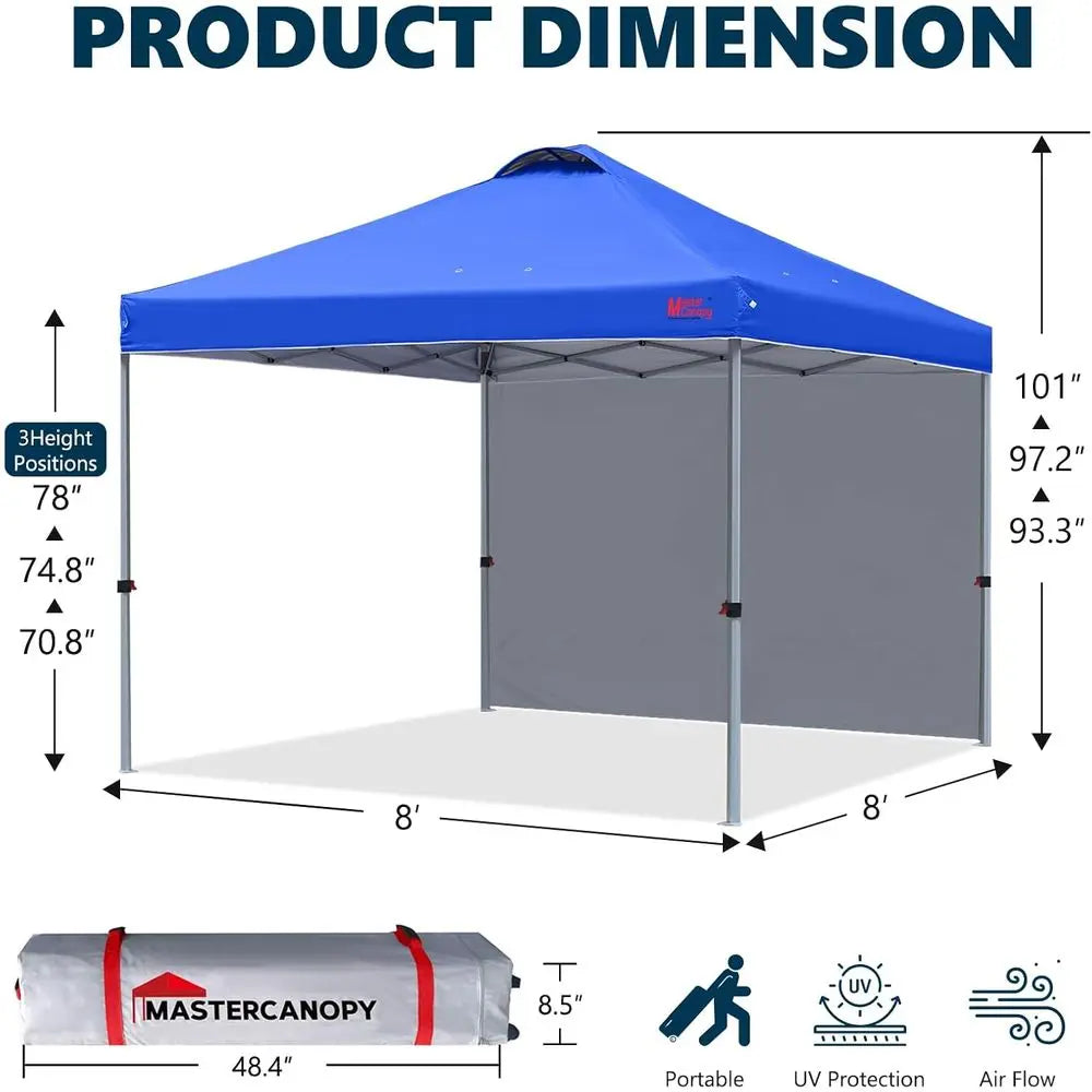 Durable -up Tent with 1 Sidewall (8'x8')