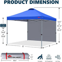 Durable -up Tent with 1 Sidewall (8'x8')