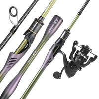 Sougayilang 1.8m MH Spinning Fishing Rod Reel Combo 2 Section Cross Carbon Fiber Pole 5.2:1 Gear Ratio Reel for Freshwater