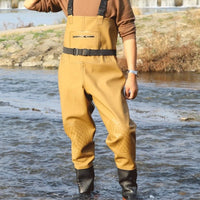 Heavy Duty Waterproof Fishing Wader Suit with Boots – Durable PVC Fishing Overalls with Knee Pads