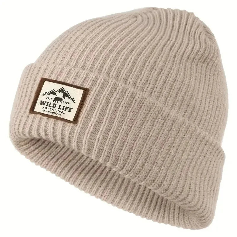Warm Knitted Beanie Hat with Ear Protection – Jacquard Stripe Winter Casual Cap