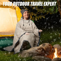 Unisex Wearable Sleeping Bag Poncho – Waterproof Windproof Hooded Camping Blanket for Travel & Outdoor Adventures