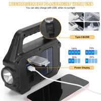 2000LM Solar-Powered LED Flashlight - Waterproof 6 Modes