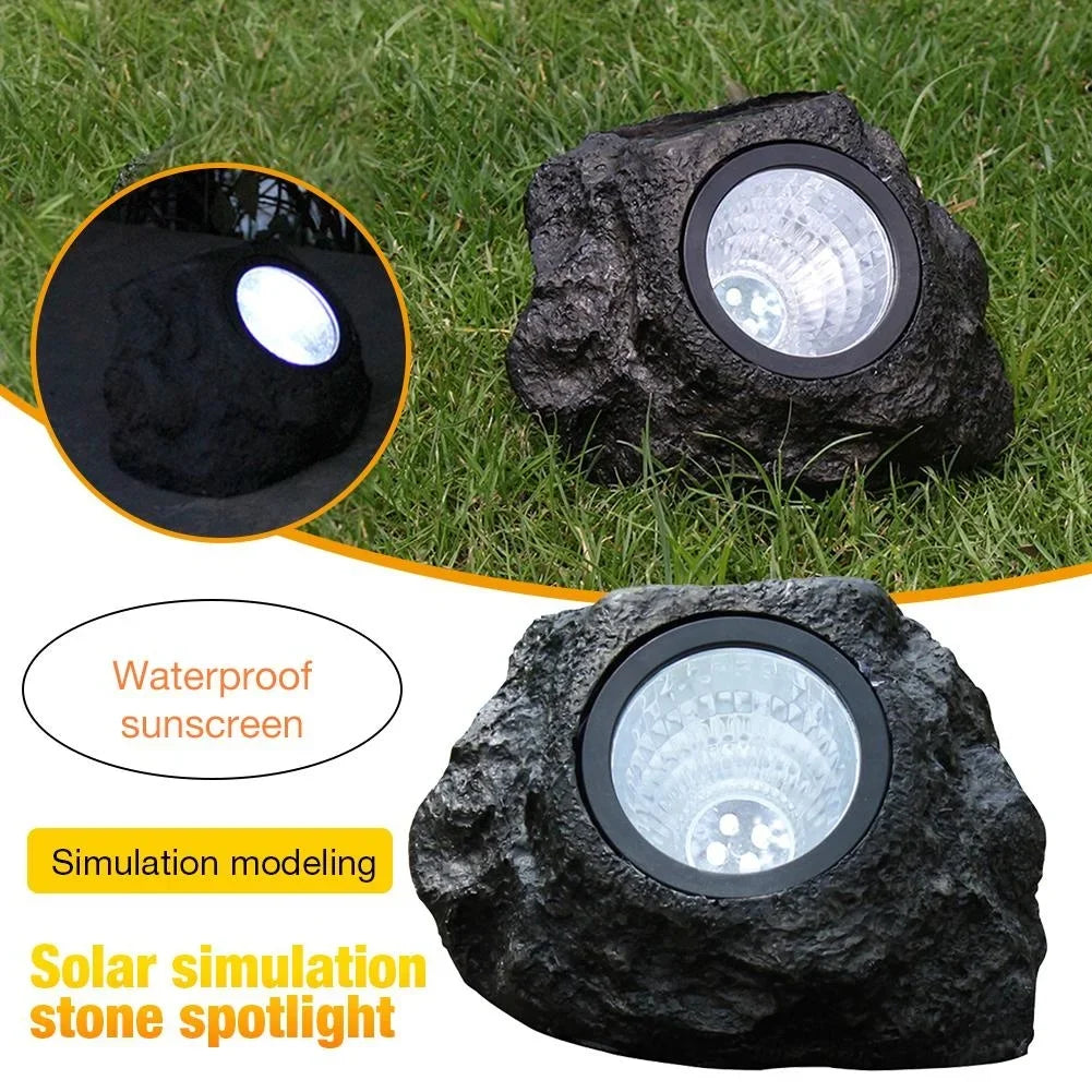 5W Solar Powered Light Simulation Stone Lights Spotlight Decoration Cold White IP65 Waterproof for Outdoor Garden Lawn Lamps