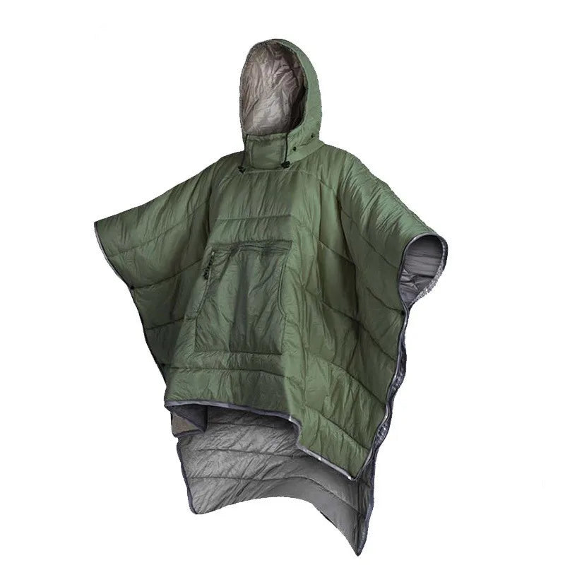 Unisex Wearable Sleeping Bag Poncho – Waterproof Windproof Hooded Camping Blanket for Travel & Outdoor Adventures
