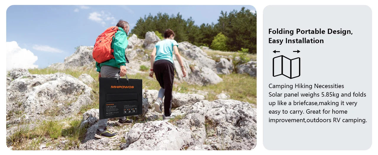 MHPOWOS 220W Foldable Solar Panel – Portable MC4 Solar Charger for Camping & Power Stations