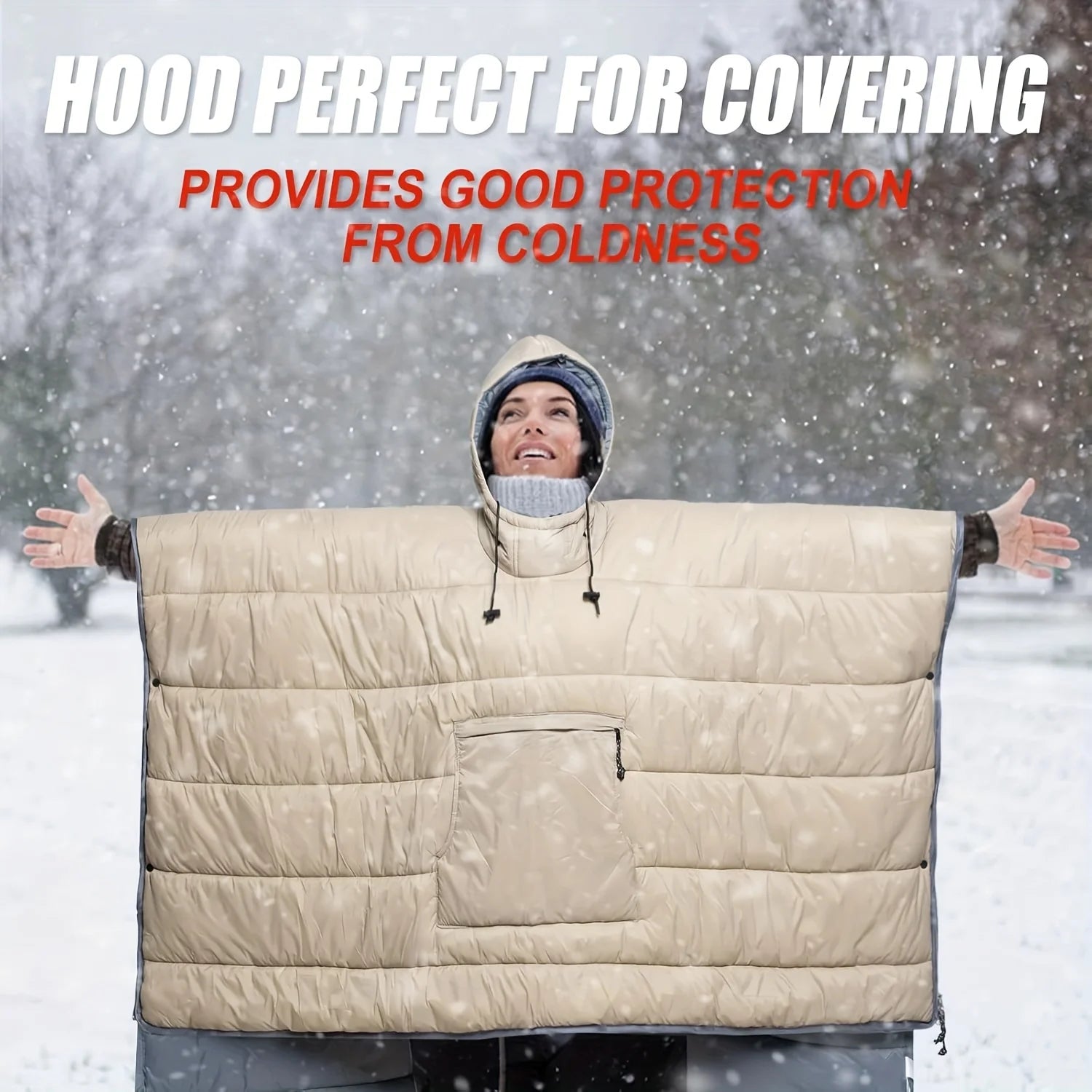 Unisex Wearable Sleeping Bag Poncho – Waterproof Windproof Hooded Camping Blanket for Travel & Outdoor Adventures