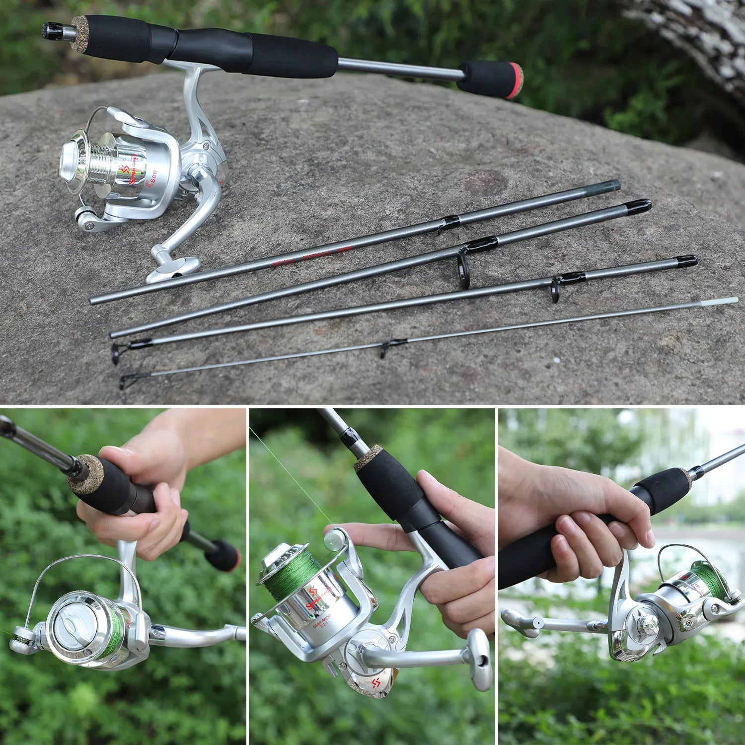 Heavy Duty Carbon Fiber Fishing Rod Combo – Portable Spinning Rod & Reel Set with Accessories