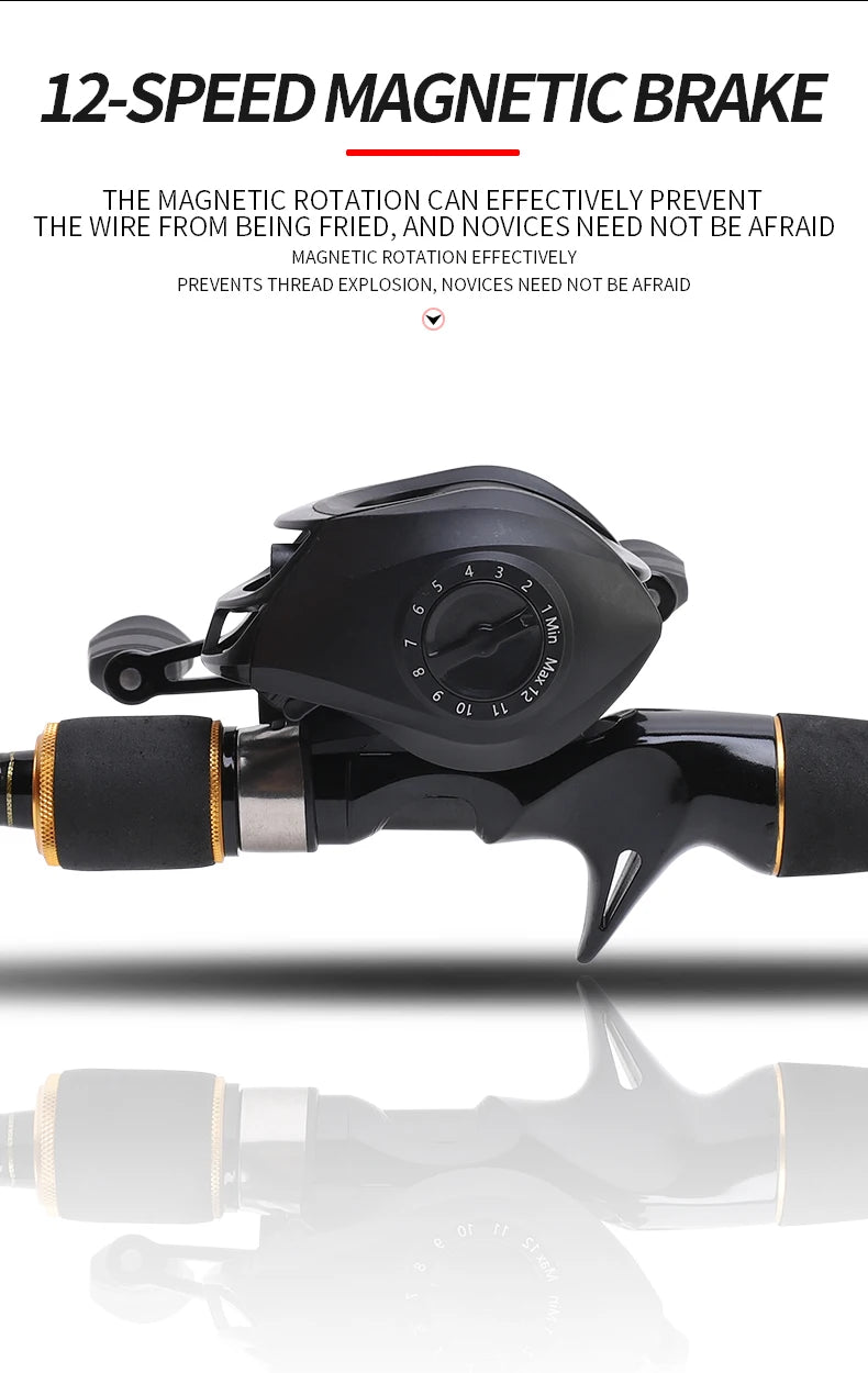 Ultra Lightweight Baitcasting Reel – High Speed Magnetic Brake Fishing Reel (12KG Max Drag)