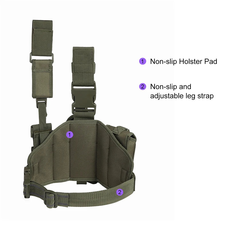 Tactical Leg Gun Holster with Phone Pocket for Hunting Gear