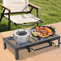 Portable Double Burner Gas Stove – Adjustable Regulator for Camping & BBQ