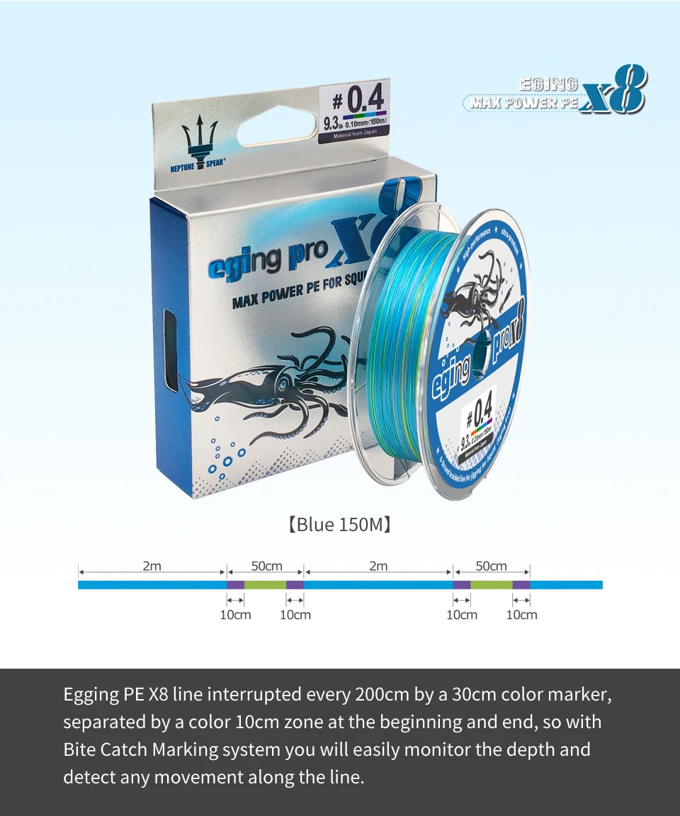 Heavy Duty X8 Braided Fishing Line – PE Multifilament Fishing Thread for Squid & Saltwater Fishing