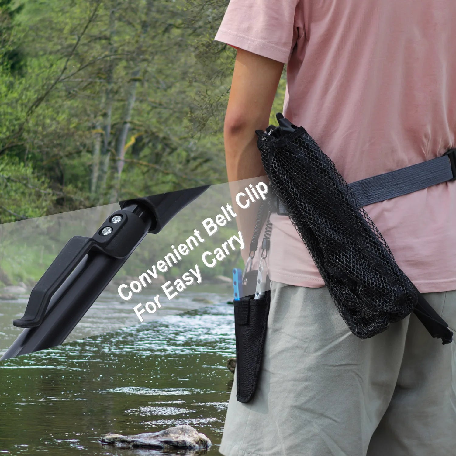Sougayilang Fishing Tool Net Fishing tackle 70cm 95cm 115cm Portable Retractable Folding Fishing Net for Bass Carp Trout Fishing