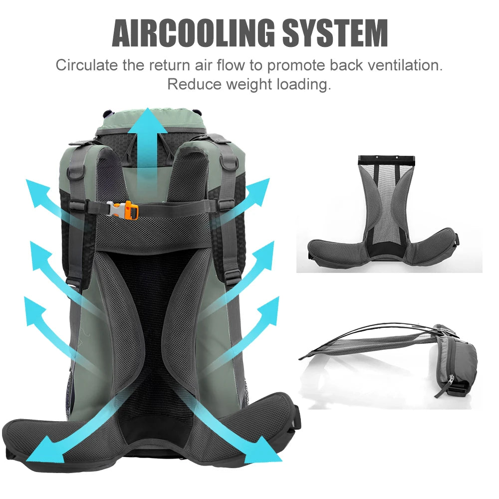 WESTTUNE 60L Explorer Internal Frame Backpack with Rain Cover