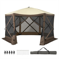 12x12 FT Pop Up Gazebo Screen Tent – 6-Sided Canopy with Carry Bag & Stakes, Outdoor Sun Shelter for Backyard & Camping