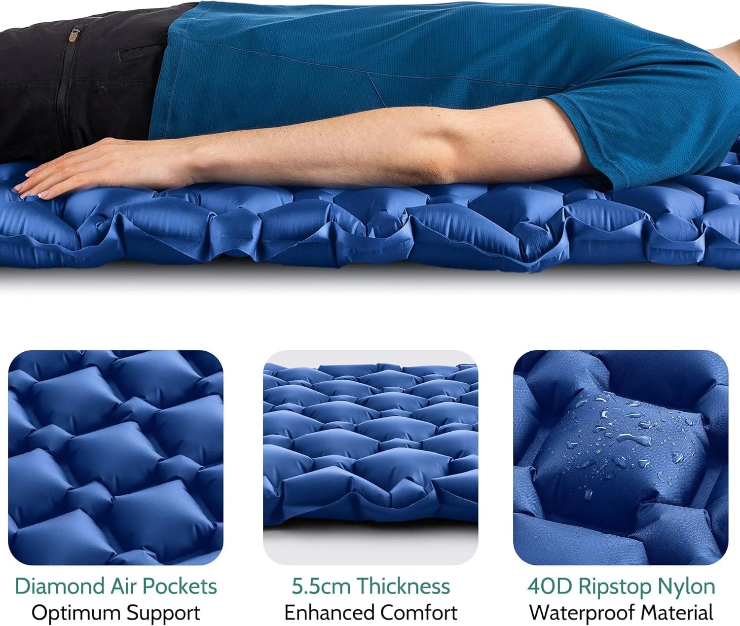 Ultralight Inflatable Sleeping Pad for Camping & Hiking