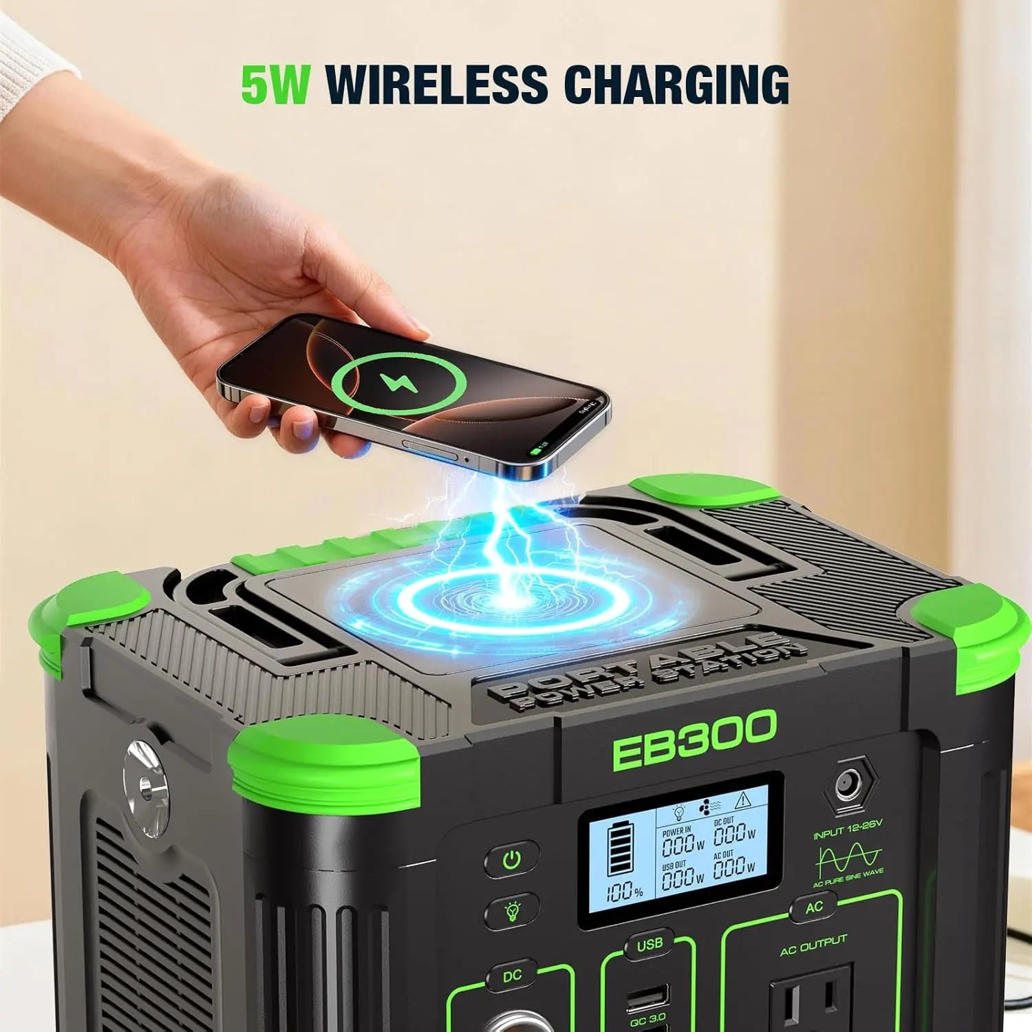 EB300 300W Portable Power Station (288Wh) – Solar Generator for Camping & Backup Power