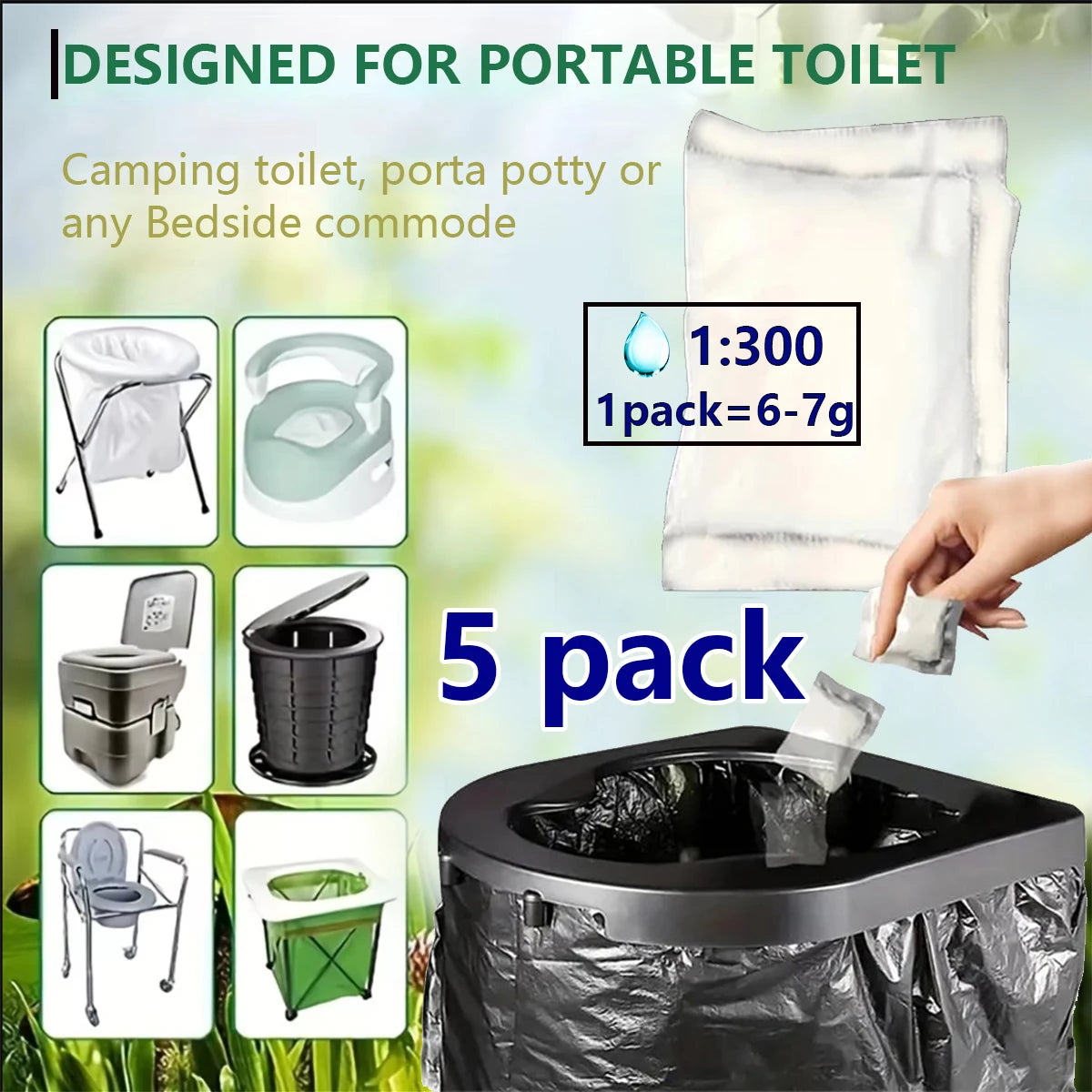 Eco-Friendly Poo Powder Gel for Camping Toilet Waste Disposal