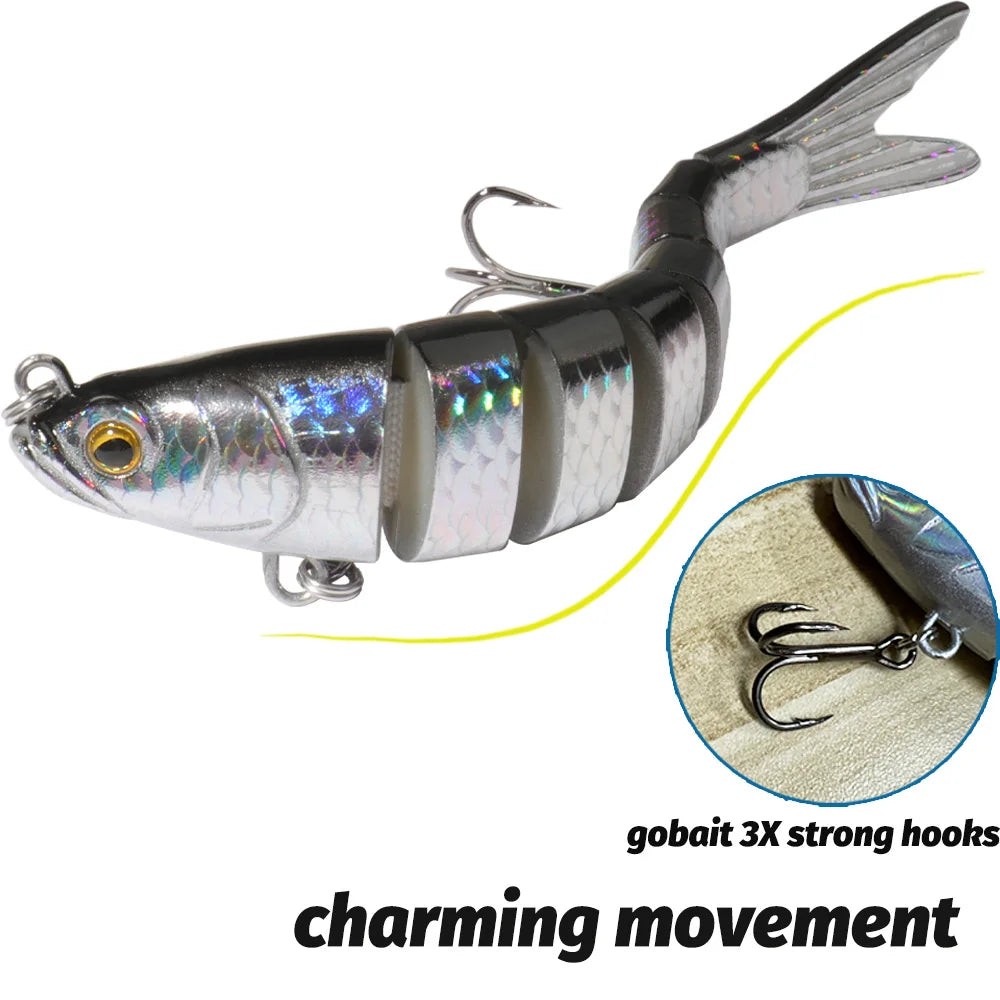8-Segment Swimbait Fishing Lure – Slow Sinking Jointed Bass & Carp Hard Bait with Treble Hooks