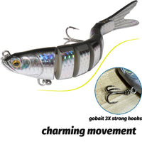 8-Segment Swimbait Fishing Lure – Slow Sinking Jointed Bass & Carp Hard Bait with Treble Hooks