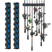 Wall Mounted Fishing Rod Holder Rack – Vertical & Horizontal Storage Organizer for Up to 9 Rods