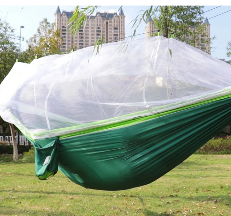 Portable Heavy Duty Nylon Camping Hammock with Mosquito Net – Single/Double Outdoor Travel Hammock