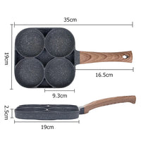Pancake Egg Frying Pan 4 Cups Omelet Poached Egg Pan for Breakfast Divided Coating with Non Sticking Handle JT888