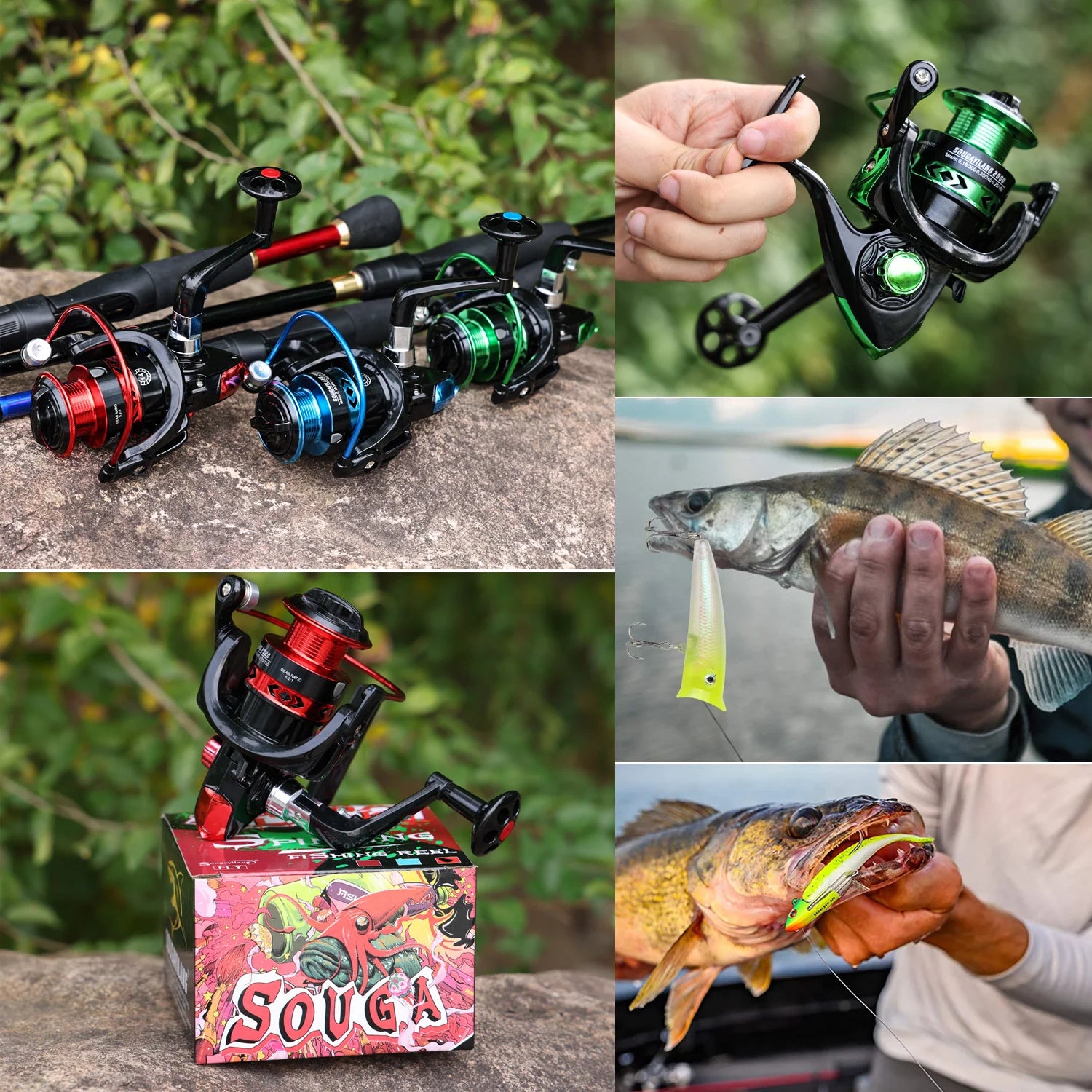 Heavy Duty Carbon Fiber Spinning Fishing Combo – Rod, Reel, Line & Accessories Set