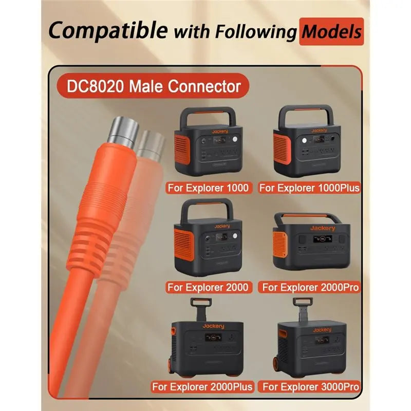 HHO-For Jackery Portable Power Station 14AWG Car Charging Cable- DC8020 Plug 2M For Explorer 3000 Pro 2000 Pro 2000 1500 1000