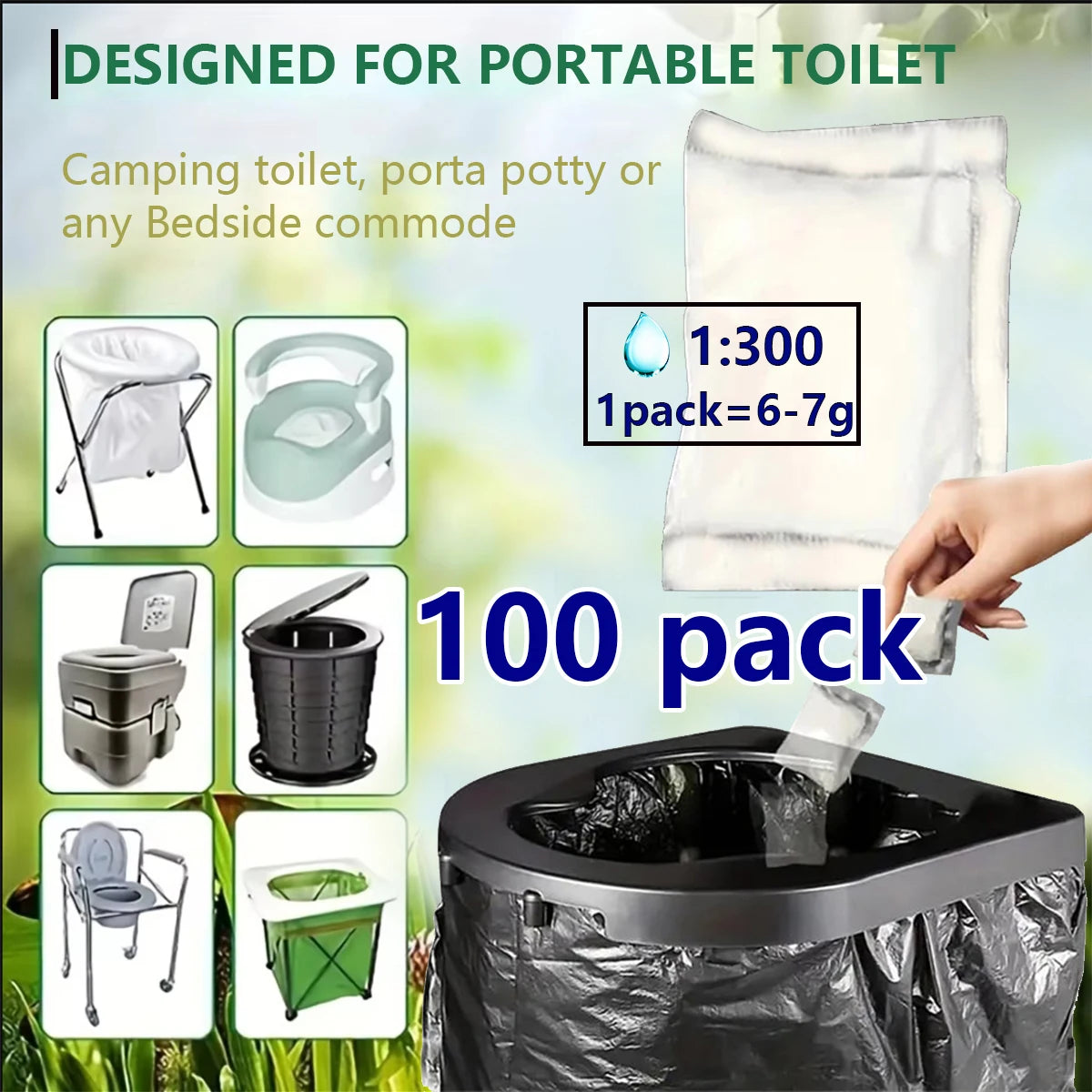 Eco-Friendly Poo Powder Gel for Camping Toilet Waste Disposal