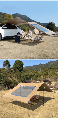 Car Tarp with Mesh Skylight Tent Camping SUV Car Awning Shelter Portable Canopy Waterproof Outdoor Shade Tourism Sun Shelter