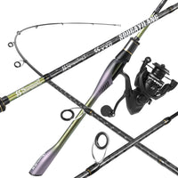 Sougayilang 1.8m MH Spinning Fishing Rod Reel Combo 2 Section Cross Carbon Fiber Pole 5.2:1 Gear Ratio Reel for Freshwater