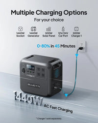 BLUETTI AC180 (1152Wh) Portable Power Station – 1800W Fast-Charging Solar Generator for Backup & Camping