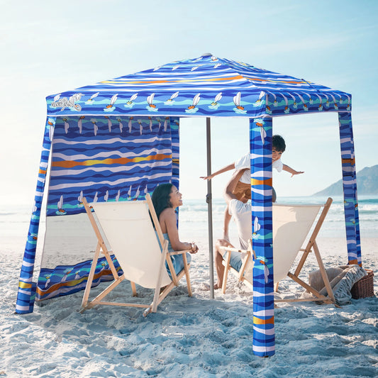 Jihfmo Beach Cabana 6.2'×6.2' UV Protection Tent with Side Wall