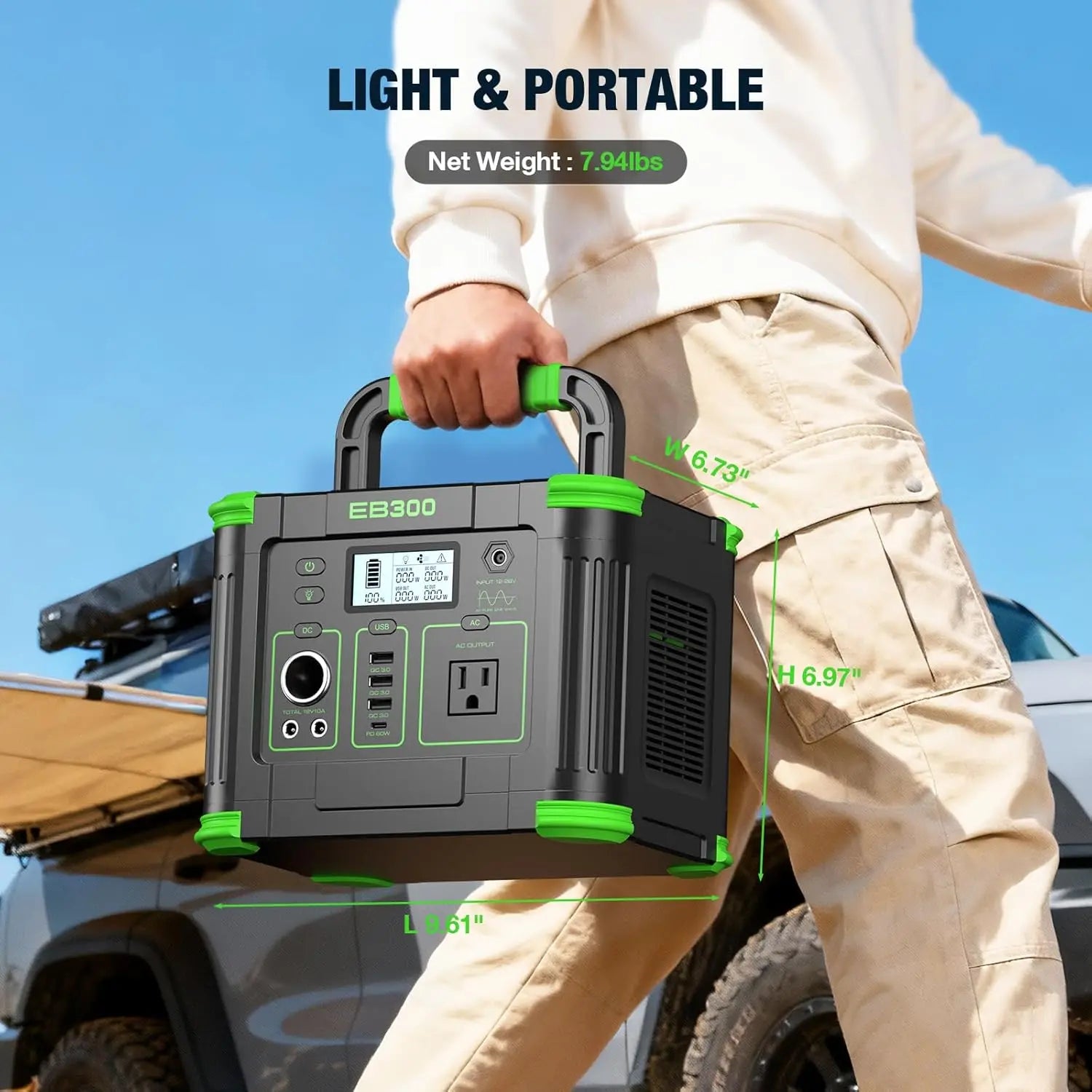 EB300 300W Portable Power Station (288Wh) – Solar Generator for Camping & Backup Power