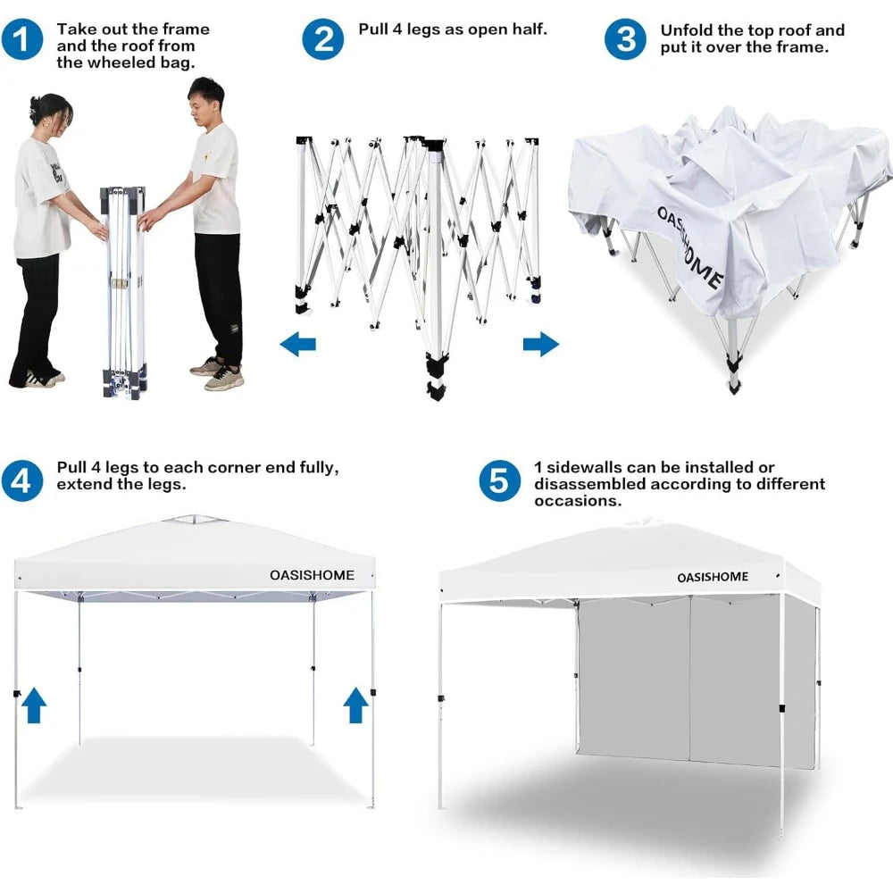 10x10 Pop Up Canopy Tent with Side Wall for Outdoor & Events