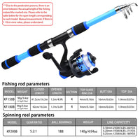 Portable Glass Fiber Telescopic Fishing Rod – Heavy Duty Baitcasting Fishing Pole