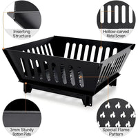 Fire Pit 25 Inch Outdoor Outside Wood Burning Portable Firepit Log Stove Fireplace for BBQ Camping Campfire Bonfire Backyard