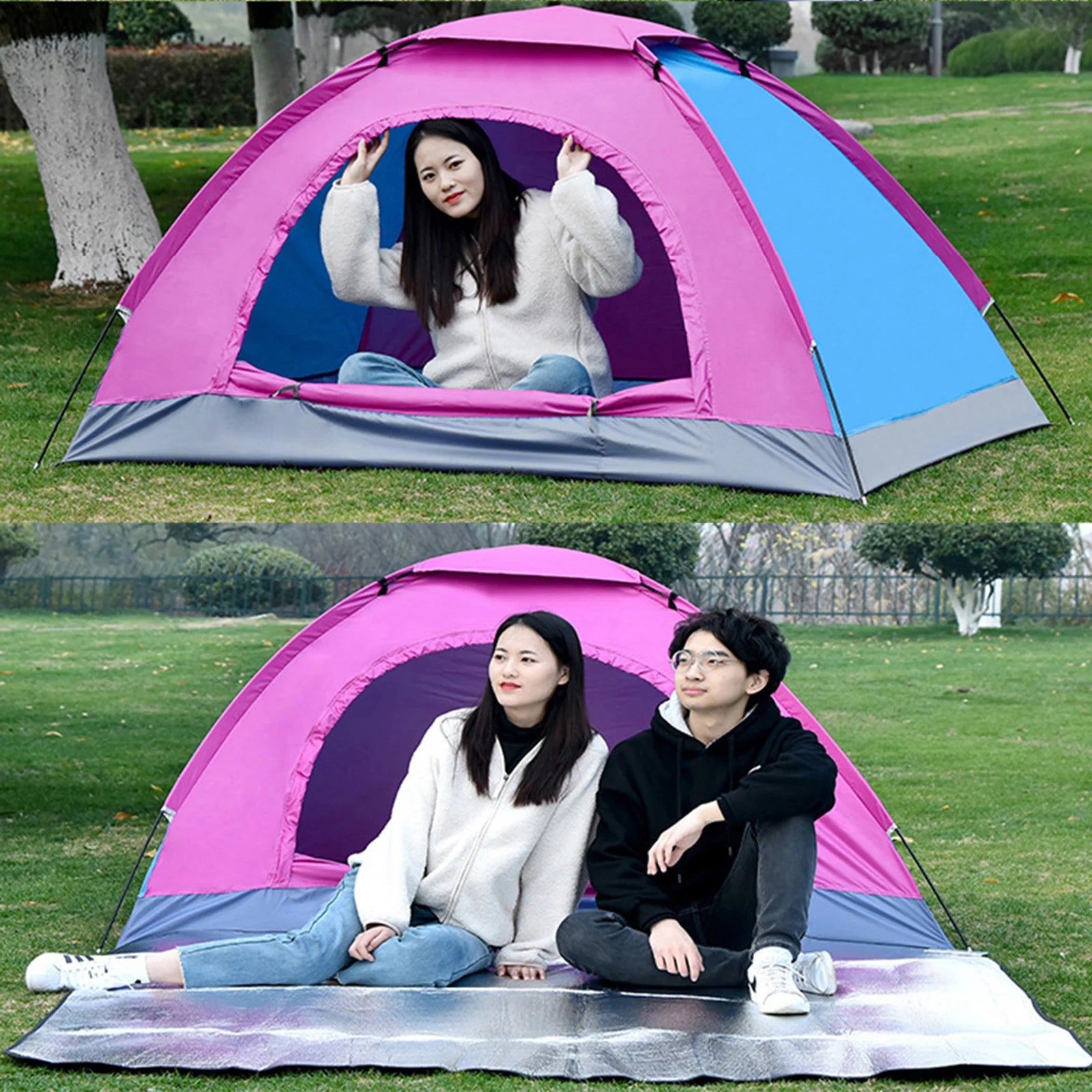 Ultralight 1-2 Person Camping Tent – Single Layer Portable Hiking Tent with Anti-UV Coating for Backpacking