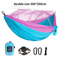 Portable Heavy Duty Nylon Camping Hammock with Mosquito Net – Single/Double Outdoor Travel Hammock