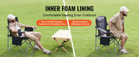 Portable Camping Folding Chair for Adults – Quad Chair with Lumbar Support, Padded Armrests & Side Pockets for Beach, Lawn & Picnic