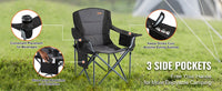 Portable Camping Folding Chair for Adults – Quad Chair with Lumbar Support, Padded Armrests & Side Pockets for Beach, Lawn & Picnic